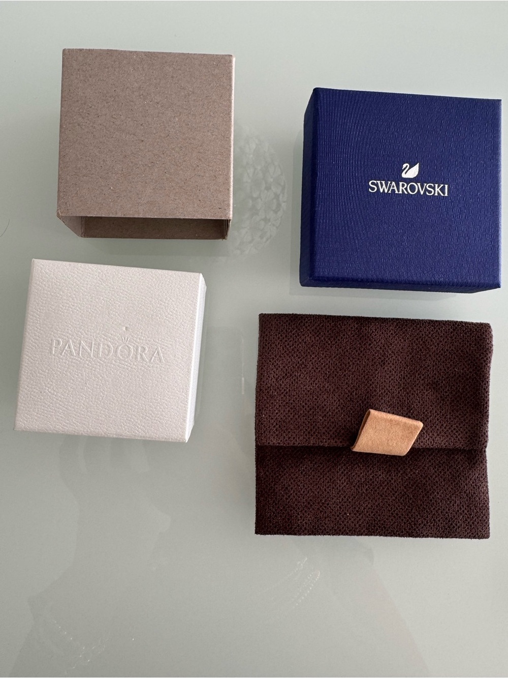 Swarovski Navy Blue Jewelry Box with White and Brown Accessories